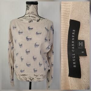 Skull Cashmere Sweater Sz S Skull Graphics 100% Cashmere Relaxed Gothic